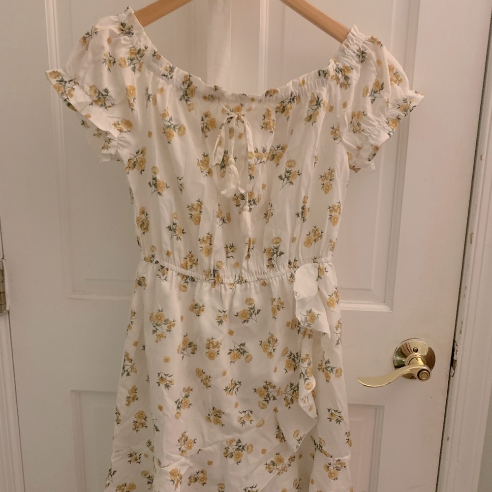 White + Yellow Floral Dress